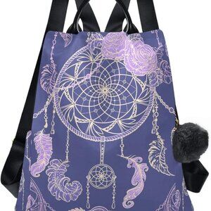 Hiking Camping Rucksack Women Roses Feathers 18L Multi-Use Pack Backpack